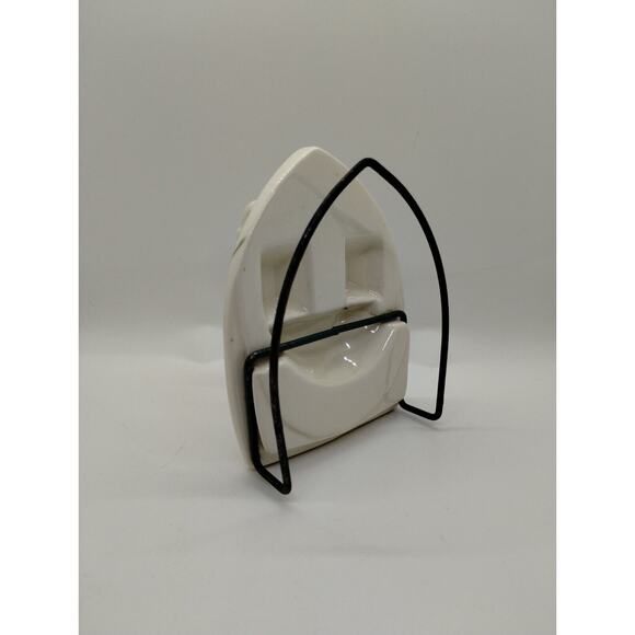 Vintage Ceramic Napkin Holder - Flat Iron Shape - Chester, W.Va. - Tulips - Picture 4 of 7